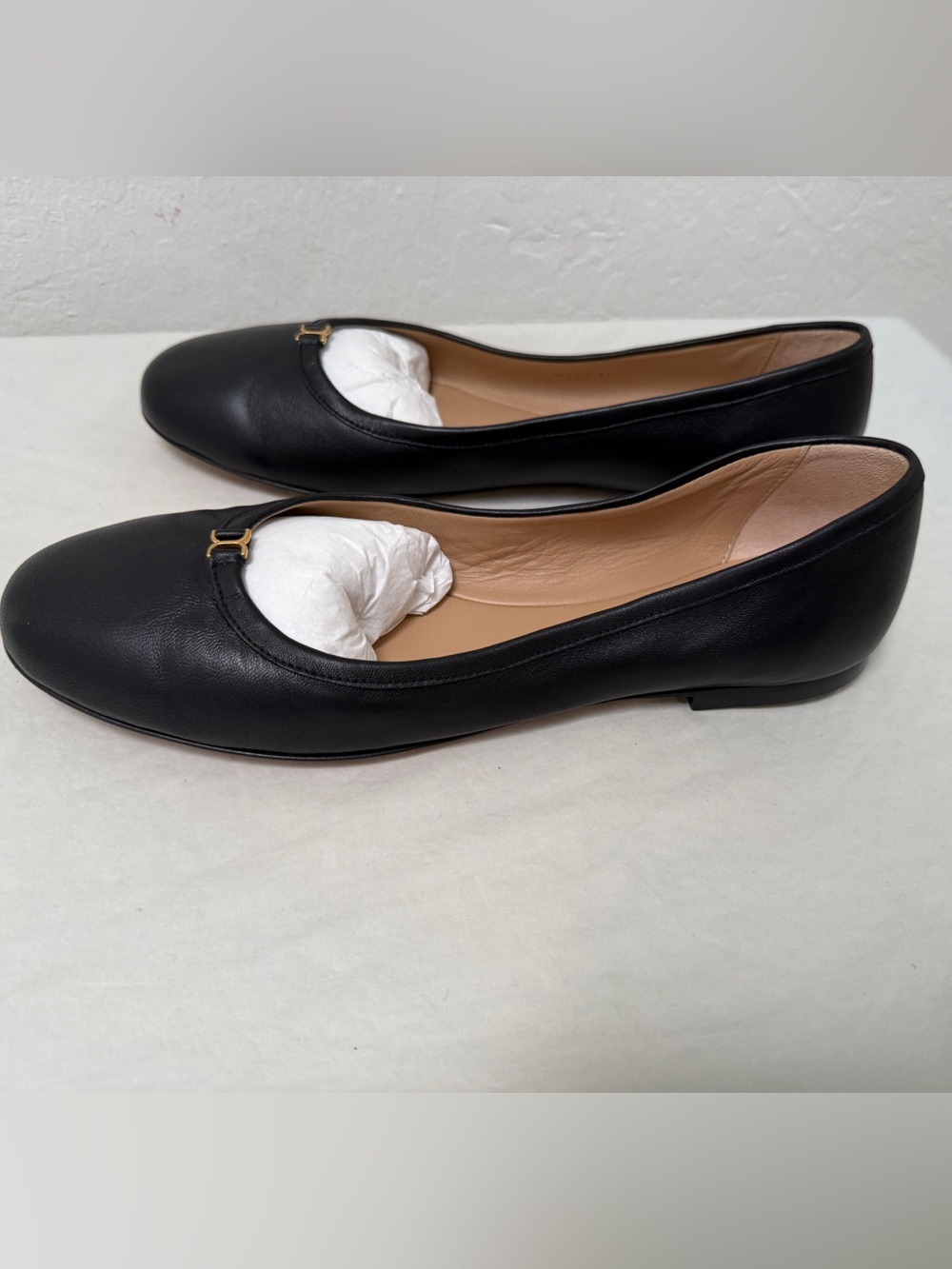 Chloé Marcie Round Toe Ballerina Flats Black Leather Size 40 NWT Box Dust Bag - Picture 6 of 14